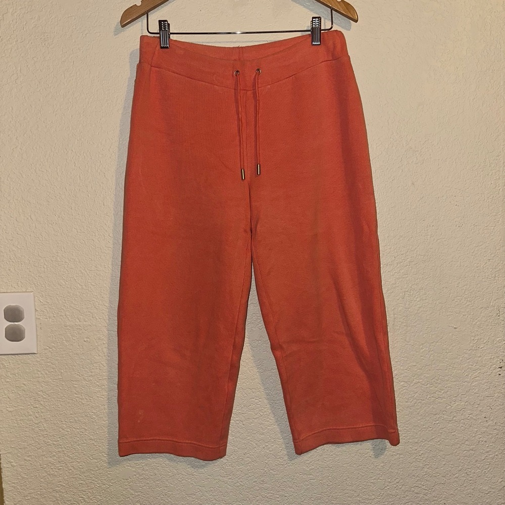 Tommy‎ Bahama Womens M Sweatpants Coral Pink Cotton Spandex Y2K Style Cropped